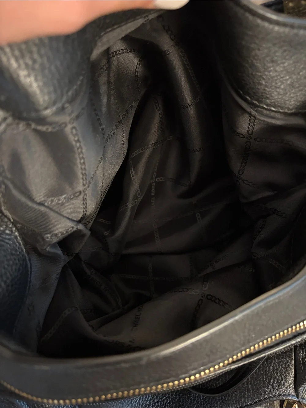 Michael Kors Black Pebbled Leather Hobo with Gold Hardware